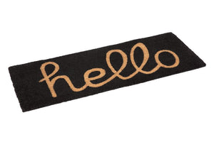 Hello Black PVC Backed Coir Door Mat - Floorsome - Door Mat