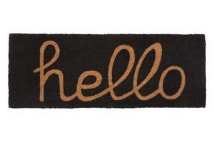 Hello Black PVC Backed Coir Door Mat - Floorsome - Door Mat