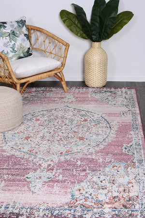 Hollow Medalion Transitional Blush Rug - Floorsome - Rug