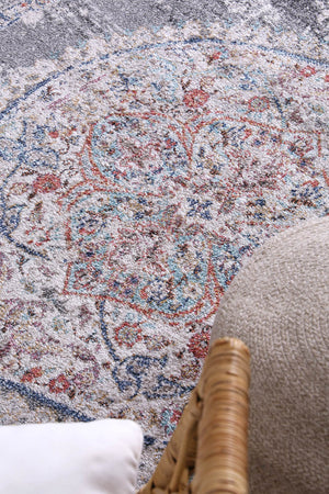 Hollow Medalion Transitional Grey Rug - Floorsome - Rug