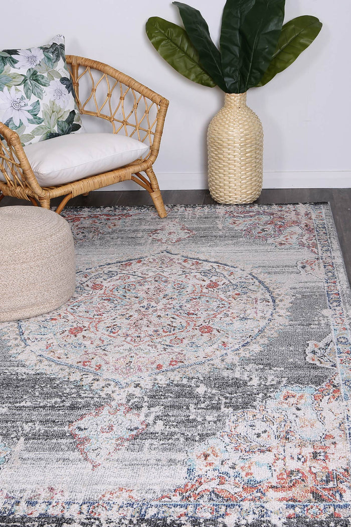 Hollow Medalion Transitional Grey Rug