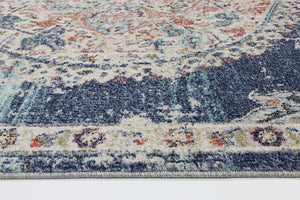 Hollow Medalion Transitional Navy Multi Rug - Floorsome - Rug