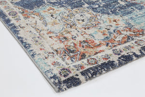 Hollow Medalion Transitional Navy Multi Rug - Floorsome - Rug