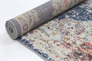 Hollow Medalion Transitional Navy Multi Rug - Floorsome - Rug