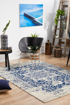 Horizon White Navy Transitional Rug - Floorsome - Modern