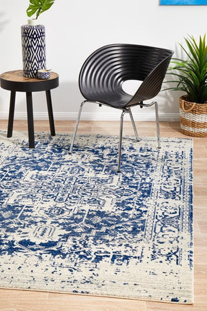 Horizon White Navy Transitional Rug - Floorsome - Modern