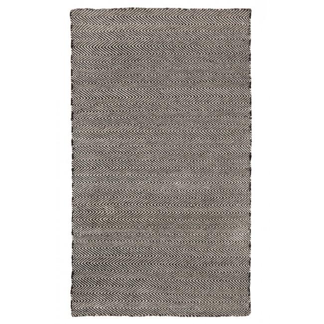 Indoor Outdoor Recycled Plastic PET Polypropylene Rug Herringbone Black