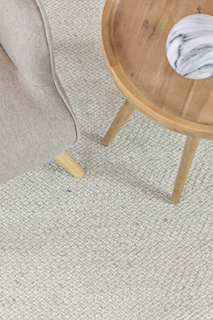 Kalvin Wool Silver Ivory Rug - Floorsome - FLATWEAVE