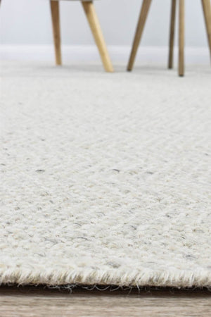 Kalvin Wool Silver Ivory Rug - Floorsome - FLATWEAVE