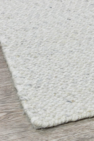 Kalvin Wool Silver Ivory Rug - Floorsome - FLATWEAVE