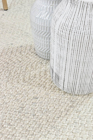 Kalvin Wool Silver Ivory Rug - Floorsome - FLATWEAVE