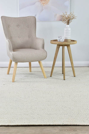 Kalvin Wool Silver Ivory Rug - Floorsome - FLATWEAVE