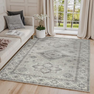 Kanchan Beige Machine Washable Rug - Floorsome - Modern