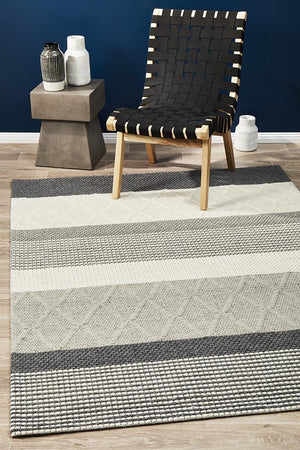 Karlsson Wool Hatch Textured Rug - Floorsome - Modern