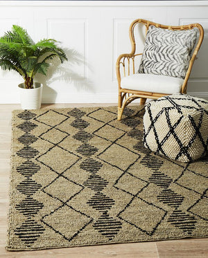 Kasa Hand Woven Tribal Jute Rug - Floorsome - Natural