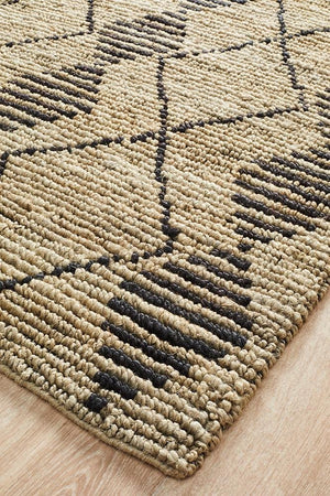 Kasa Hand Woven Tribal Jute Rug - Floorsome - Natural