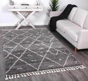 Kasbah Mizzie Tribal Grey Cream Rug - Floorsome - Morrocan