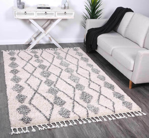 Kasbah Zara Tribal Cream Grey Rug - Floorsome - Morrocan