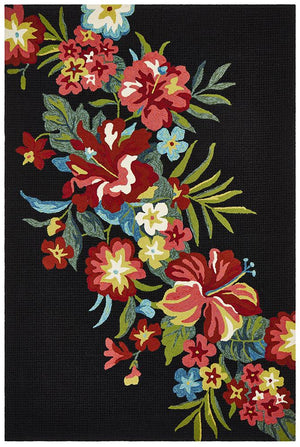 Kelsey Bouquet Black Indoor Outdoor Rug - Floorsome - Outdoor