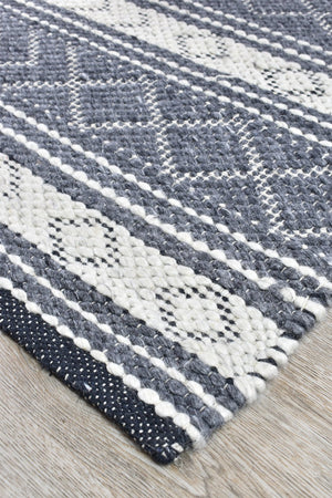 Kiana Flatweave Wool Charcoal Rug - Floorsome - FLATWEAVE