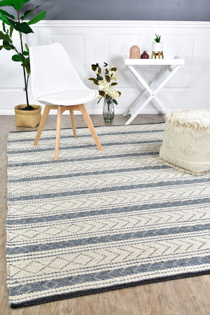 Kiana Flatweave Wool Grey Rug - Floorsome - FLATWEAVE