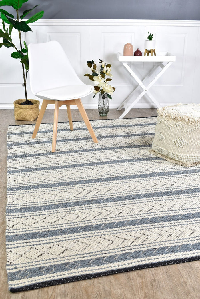 Kiana Flatweave Wool Grey Rug