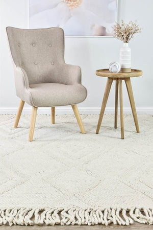 Lapis Ivory Wool Rug - Floorsome - FLATWEAVE