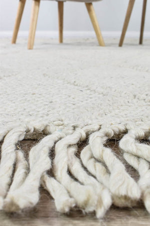 Lapis Ivory Wool Rug - Floorsome - FLATWEAVE