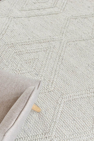 Lapis Ivory Wool Rug - Floorsome - FLATWEAVE