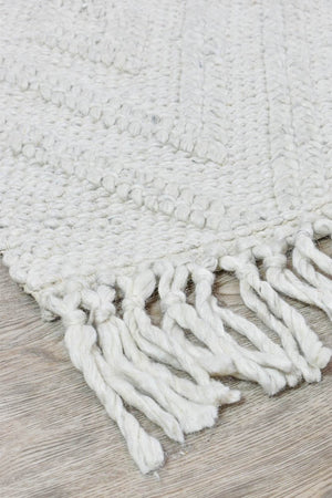 Lapis Ivory Wool Rug - Floorsome - FLATWEAVE