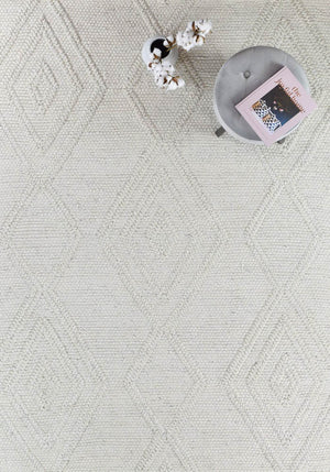 Lapis Ivory Wool Rug - Floorsome - FLATWEAVE