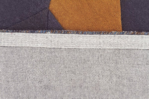 Laura Designer Wool Runner Rug Blue Yellow Grey - Floorsome - Modern