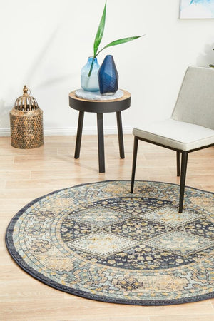 Legacy 857 Navy Round Rug - Floorsome - MODERN