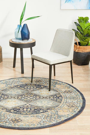 Legacy 857 Navy Round Rug - Floorsome - MODERN