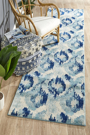 Lesley Whimsical Blue Runner Rug - Floorsome - Modern