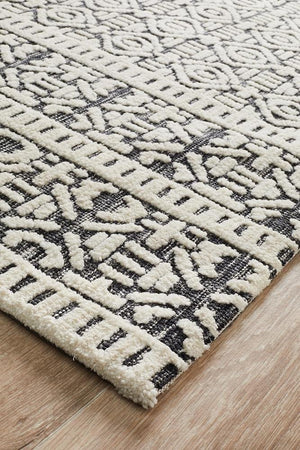 Levi Adonis Ivory Black Rug - Floorsome - MODERN