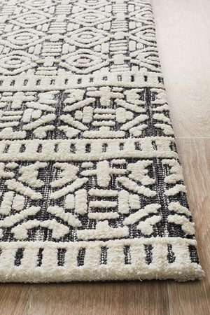 Levi Adonis Ivory Black Rug - Floorsome - MODERN