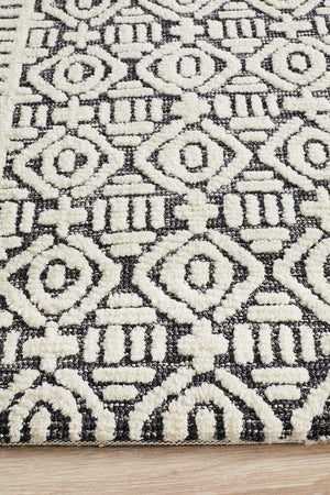 Levi Adonis Ivory Black Rug - Floorsome - MODERN