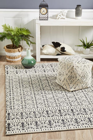 Levi Adonis Ivory Black Rug - Floorsome - MODERN