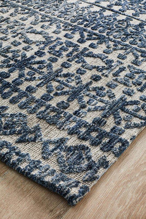 Levi Tara Navy Grey Rug - Floorsome - MODERN