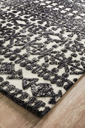 Levi Yasmin Ivory Black Rug - Floorsome - MODERN