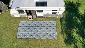 LONDON Recycled Plastic Mat, Midnight Blue & Cool Grey 5x2.4m - Floorsome - Outdoor Rugs