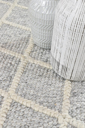 Lyon Wool Grey Rug - Floorsome - FLATWEAVE