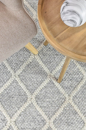 Lyon Wool Grey Rug - Floorsome - FLATWEAVE