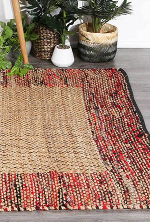 Mahal Multi Colour Border Jute Rug - Floorsome - Flatweave