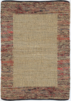 Mahal Multi Colour Border Jute Rug - Floorsome - Flatweave