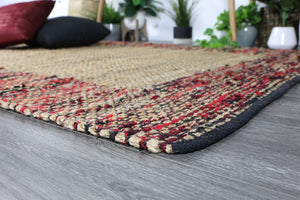 Mahal Multi Colour Border Jute Rug - Floorsome - Flatweave