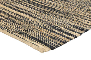 Malmo Grey Stipe Natural Jute Rug - Floorsome - Natural