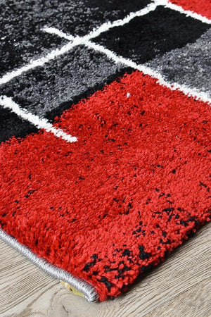 Marvel 297 Dark Grey Red Rug - Floorsome - Modern