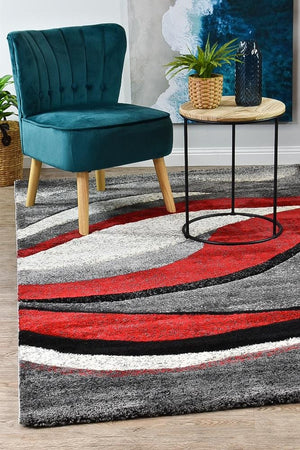 Marvel 300 Light Grey Red Rug - Floorsome - MODERN